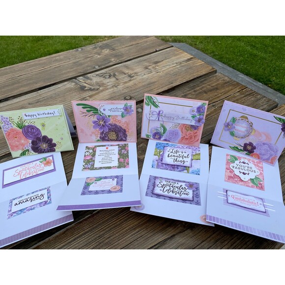 4 Card Set / Beautiful flowers with matching Purple Envelopes - Picture 8 of 8